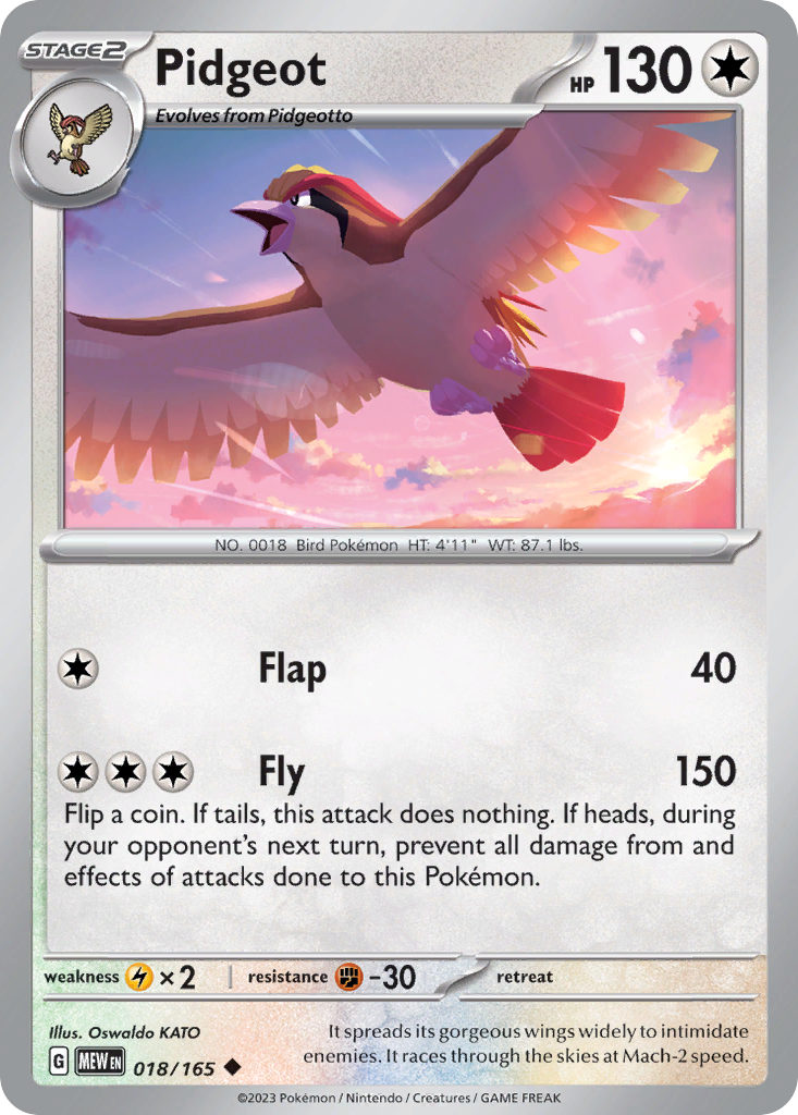 Pidgeot - 18/165 - Normal - NM - Uncommon - 151