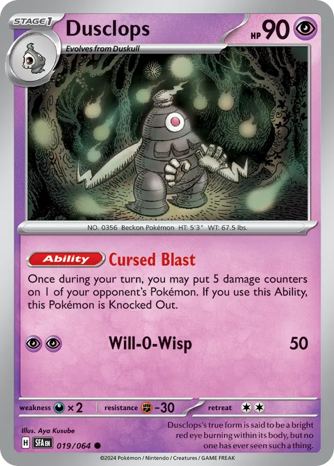 Dusclops - 19/64 - Reverse Holofoil - NM - Common - Shrouded Fable