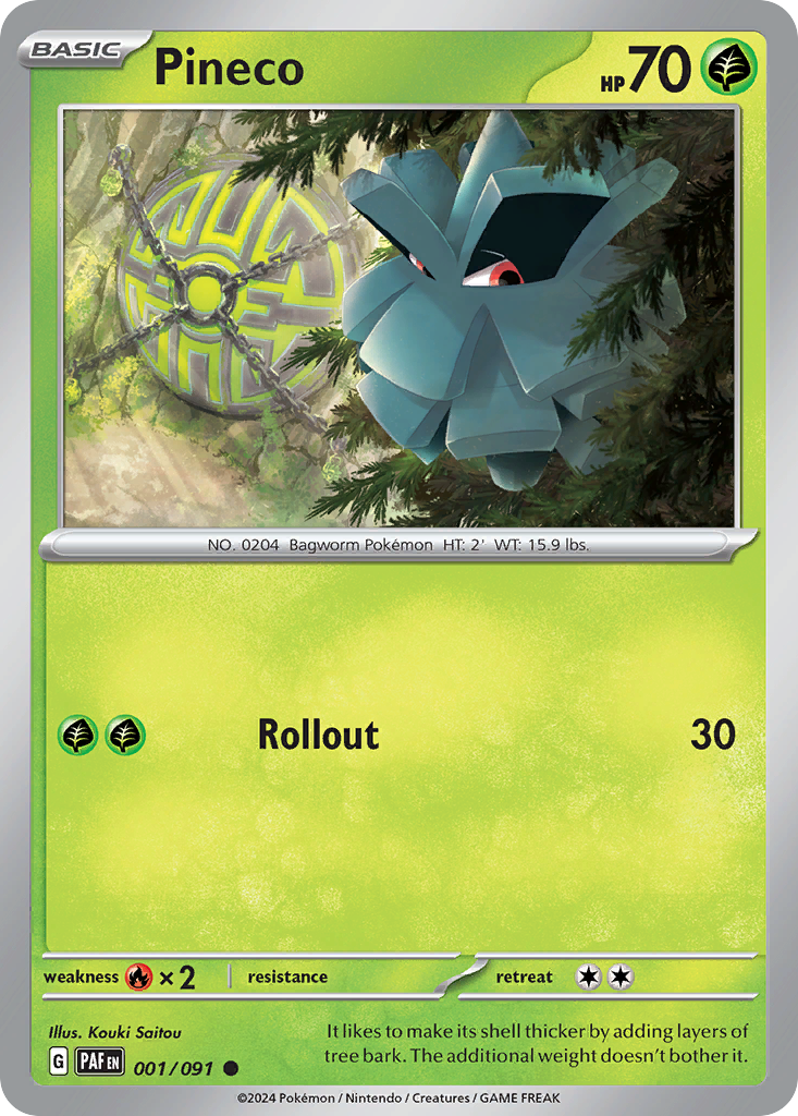 Pineco - 1/91 - Normal - NM - Common - Paldean Fates