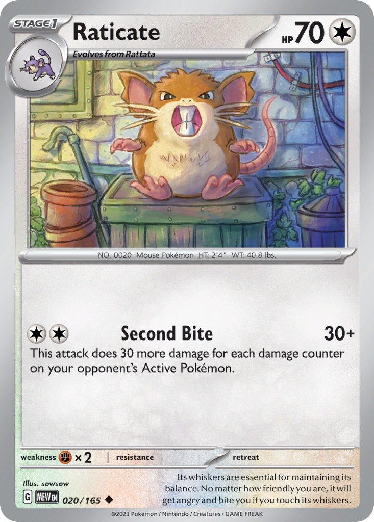 Raticate - 20/165 - Normal - NM - Uncommon - 151
