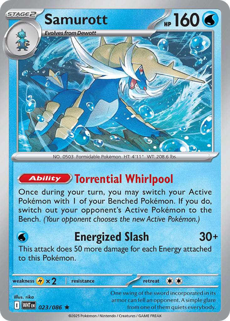 Samurott - 23/86 - Holofoil - NM - Rare - White Flare