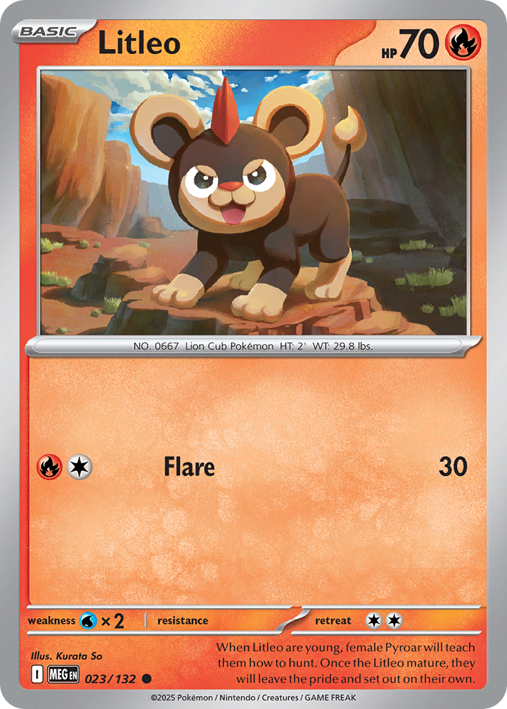 Litleo - 23/132 - Reverse Holofoil - NM - Common - Mega Evolution