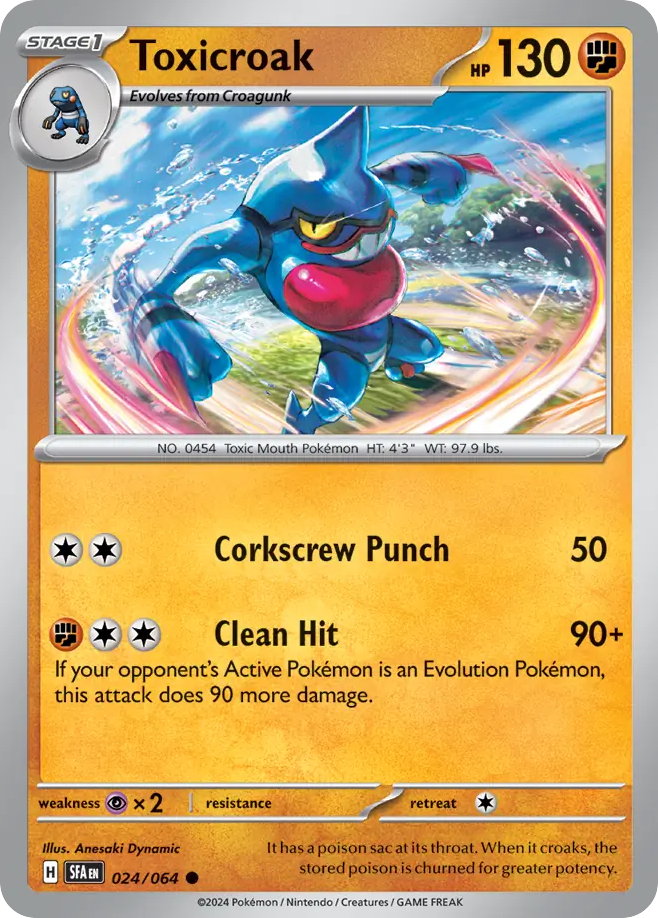 Toxicroak - 24/64 - Reverse Holofoil - NM - Common - Shrouded Fable