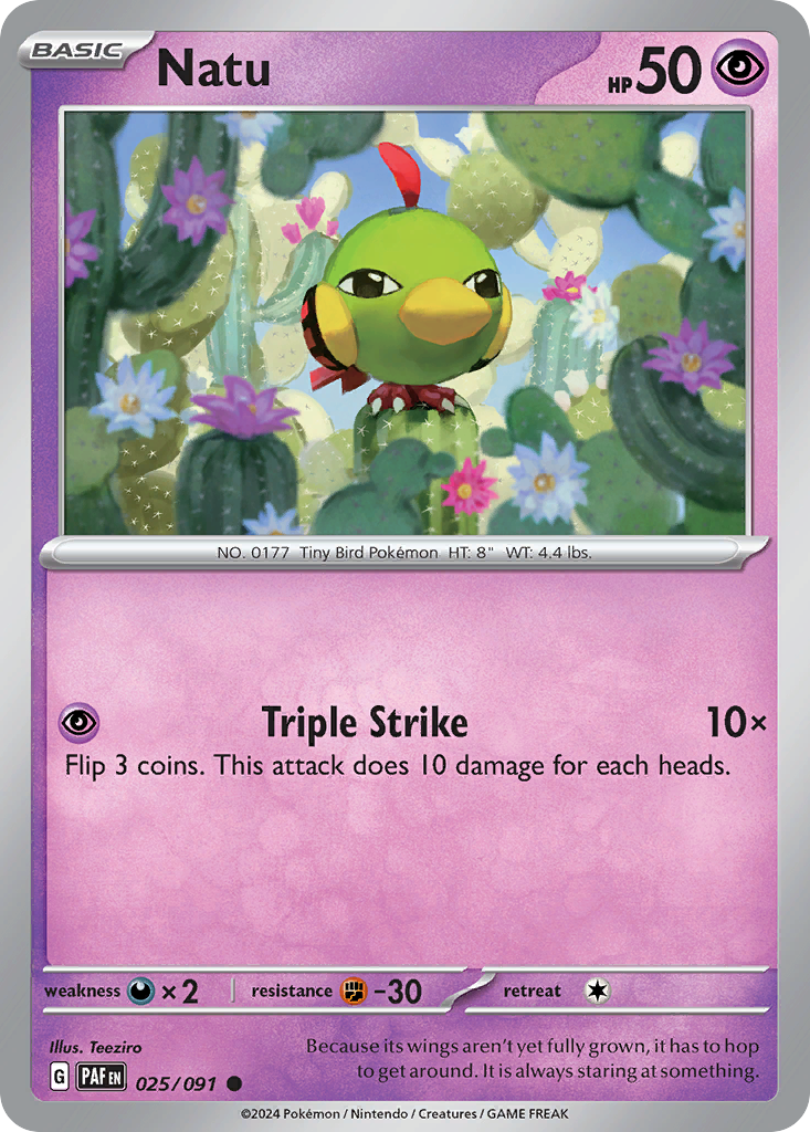 Natu - 25/91 - Normal - NM - Common - Paldean Fates