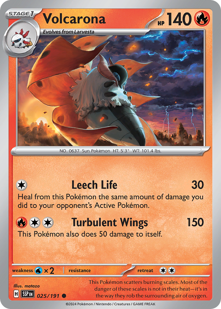Volcarona - 25/191 - Reverse Holofoil - NM - Common - Surging Sparks