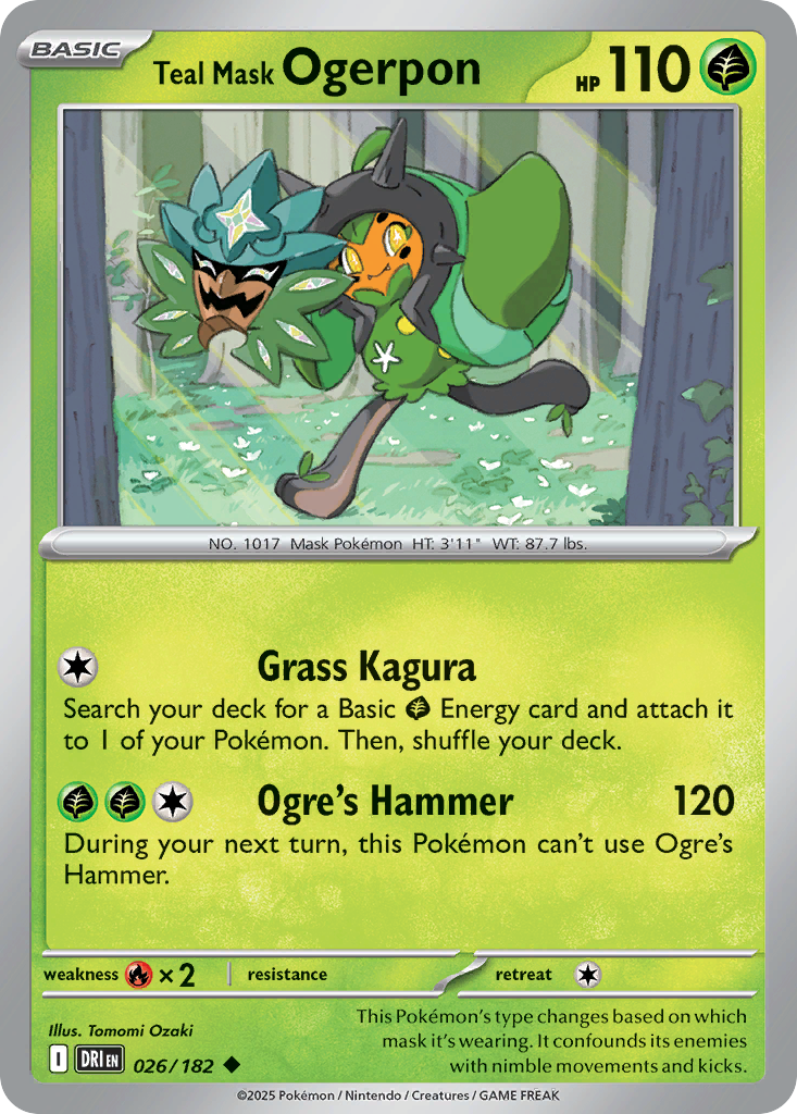 Teal Mask Ogerpon - 26/182 - Reverse Holofoil - NM - Uncommon - Destined Rivals