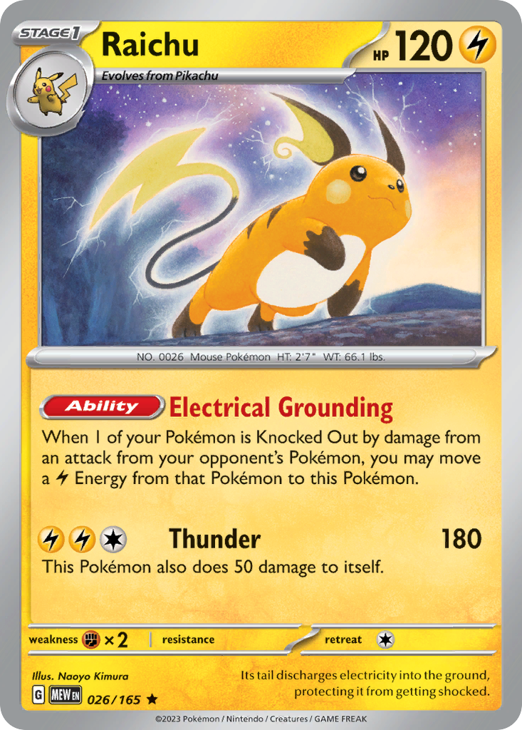 Raichu - 26/165 - Holofoil - NM - Rare - 151