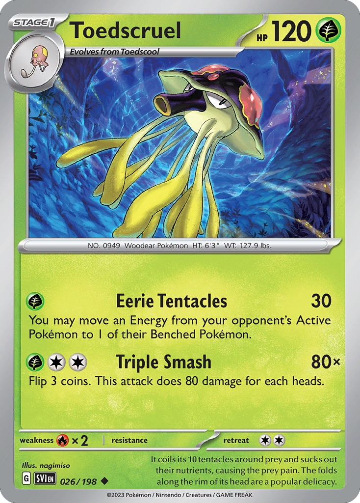 Toedscruel - 26/198 - Reverse Holofoil - NM - Uncommon - Scarlet & Violet