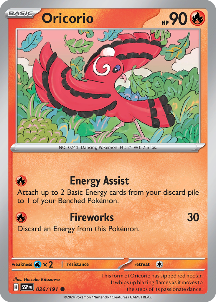 Oricorio - 26/191 - Reverse Holofoil - NM - Common - Surging Sparks