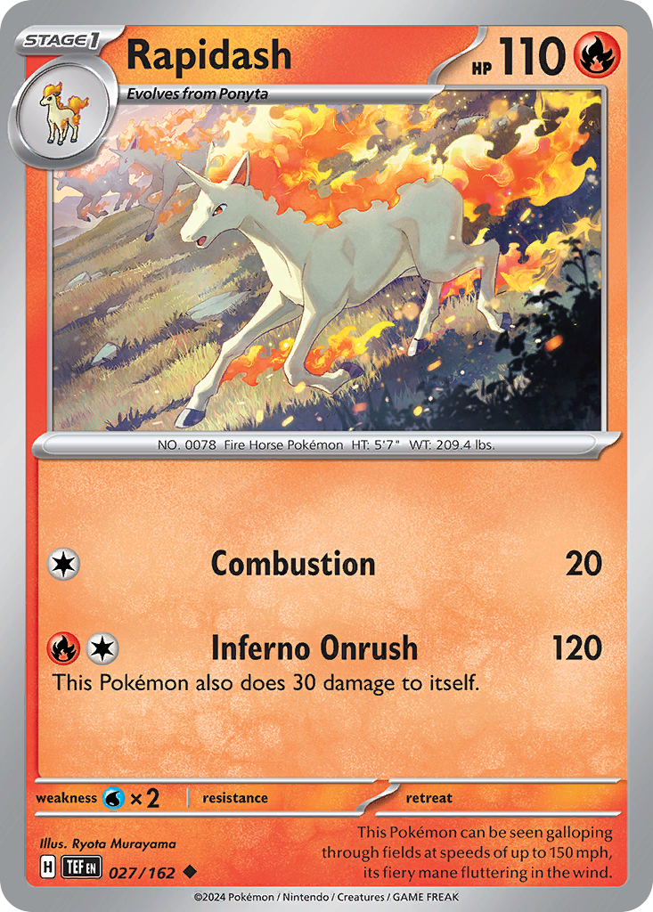 Rapidash - 27/162 - Reverse Holofoil - NM - Uncommon - Temporal Forces