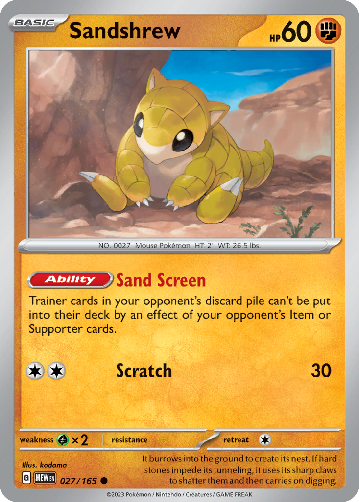 Sandshrew - 27/165 - Normal - NM - Common - 151