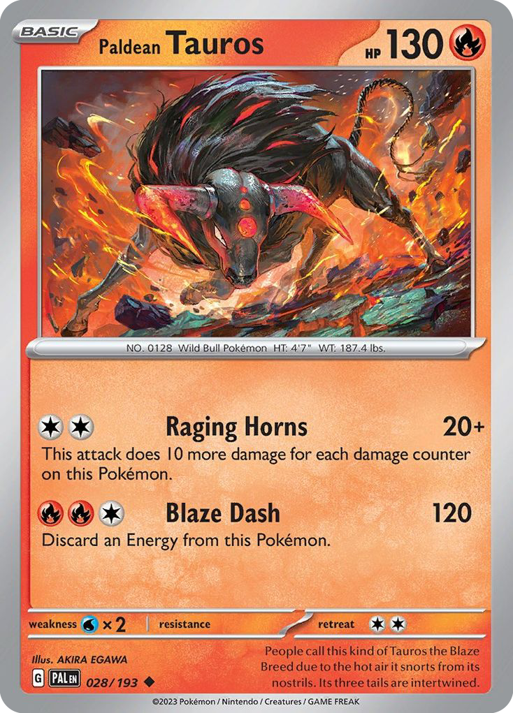 Paldean Tauros - 28/193 - Reverse Holofoil - NM - Uncommon - Paldea Evolved