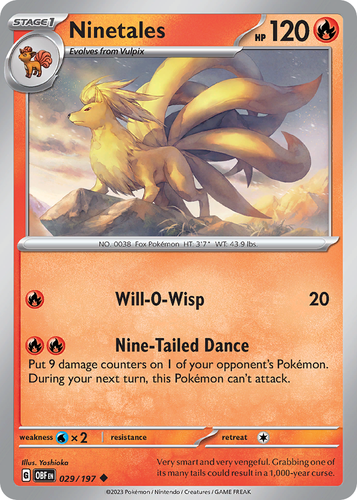 Ninetales - 29/197 - Normal - NM - Uncommon - Obsidian Flames