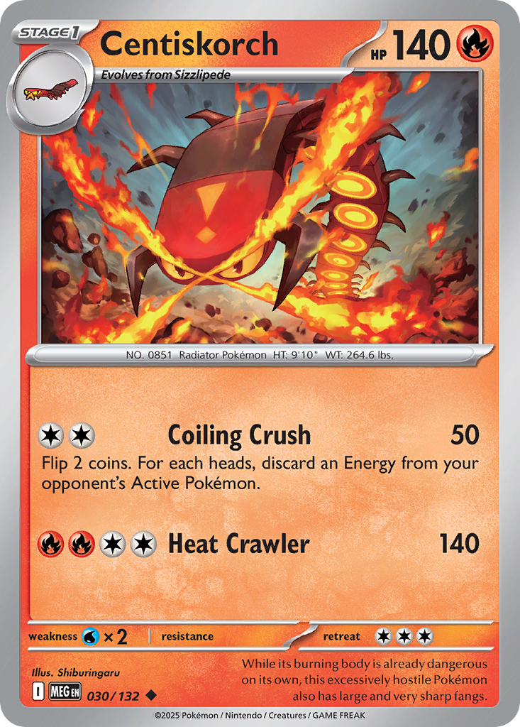 Centiskorch - 30/132 - Reverse Holofoil - NM - Uncommon - Mega Evolution
