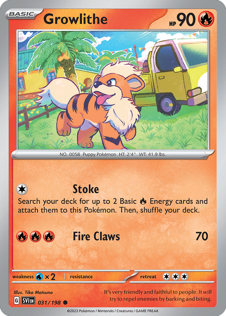 Growlithe - 31/198 - Normal - NM - Common - Scarlet & Violet