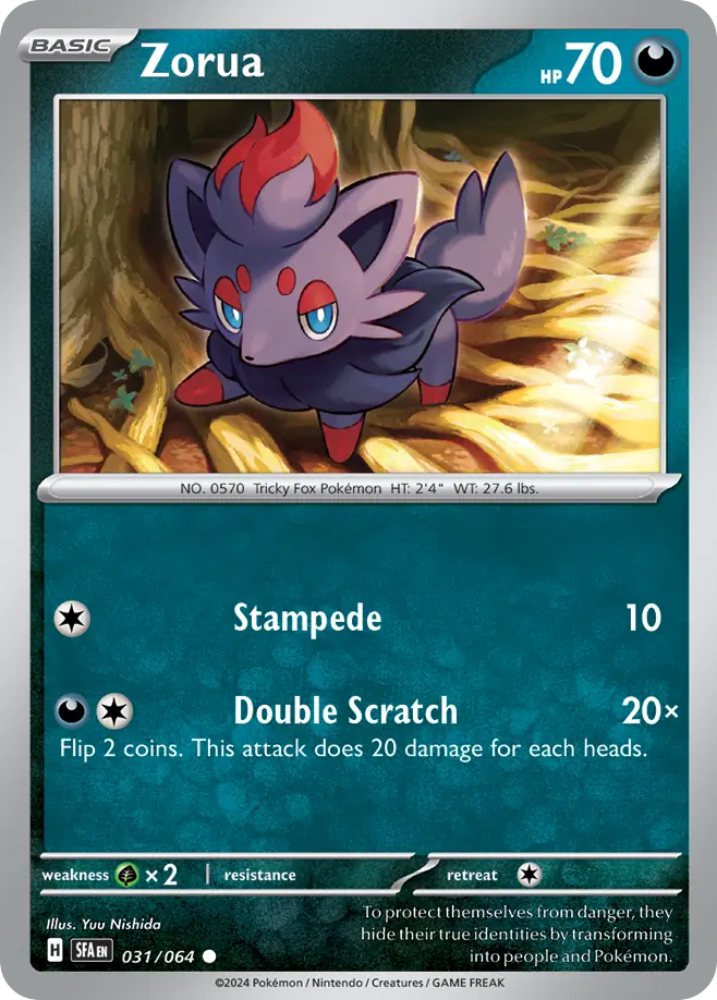 Zorua - 31/64 - Reverse Holofoil - NM - Common - Shrouded Fable