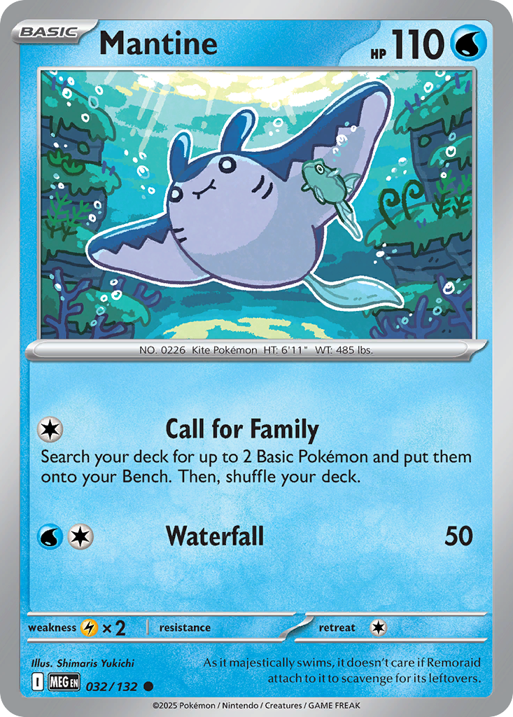 Mantine - 32/132 - Normal - NM - Common - Mega Evolution
