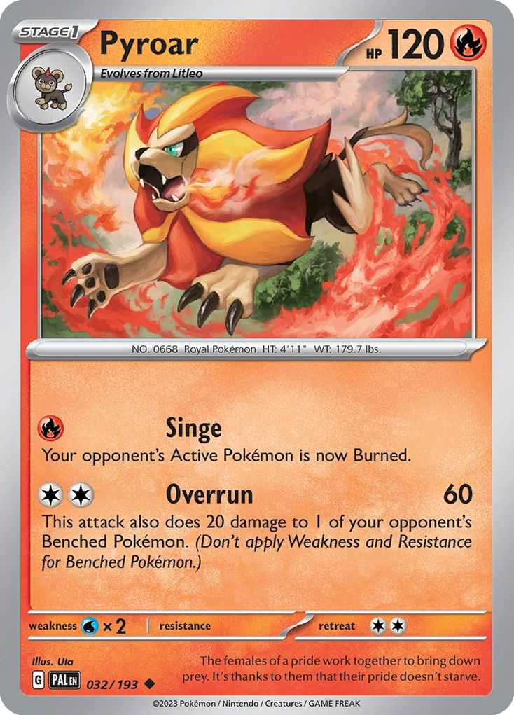 Pyroar - 32/193 - Reverse Holofoil - NM - Uncommon - Paldea Evolved