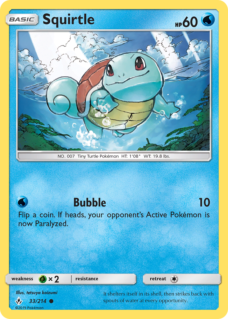 Squirtle - 33/214 - Normal - NM - Common - Unbroken Bonds