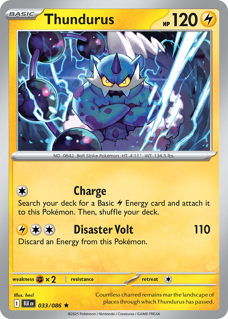 Thundurus - 33/86 - Holofoil - NM - Rare - Black Bolt