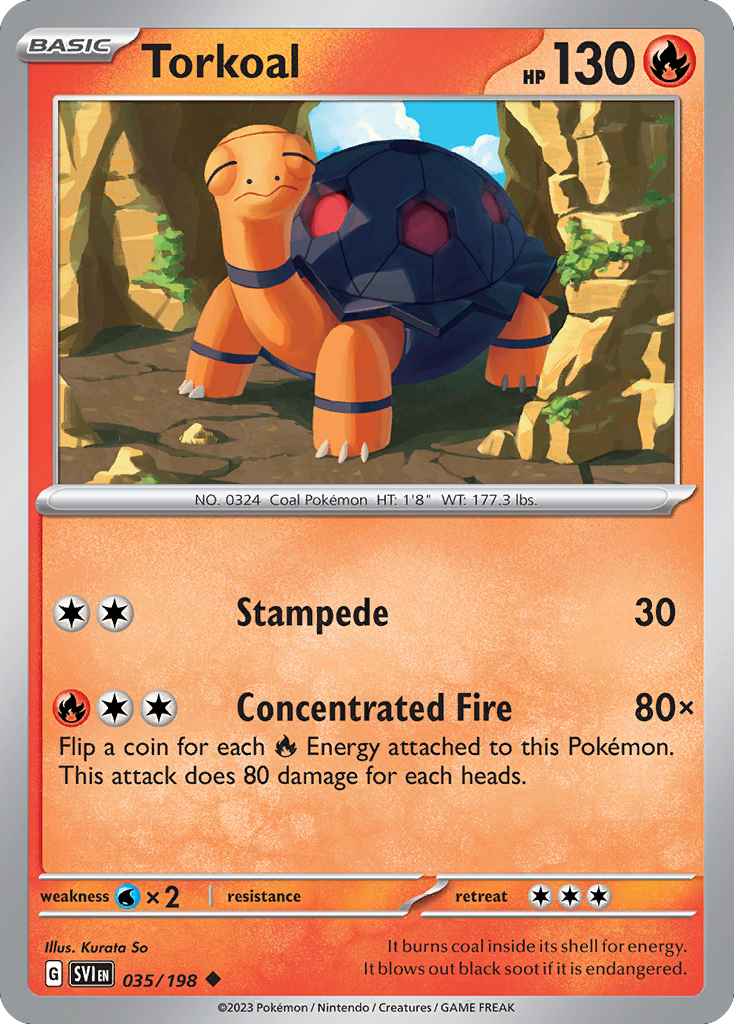Torkoal - 35/198 - Reverse Holofoil - NM - Uncommon - Scarlet & Violet