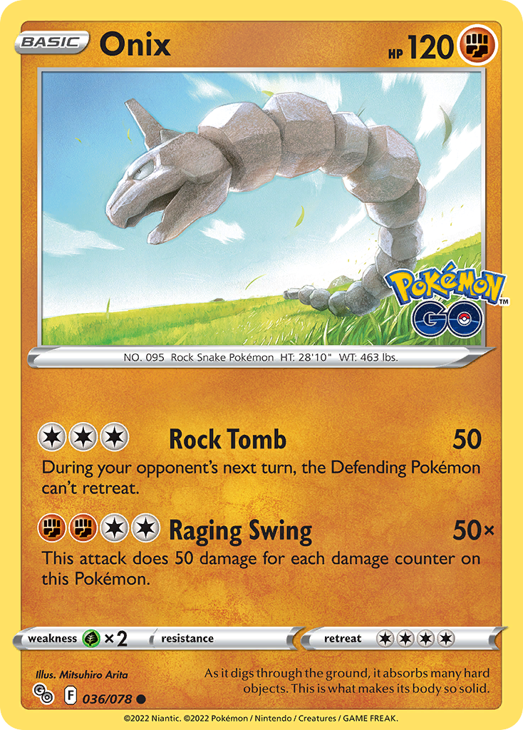 Onix - 36/78 - Normal - NM - Common - Pokémon GO