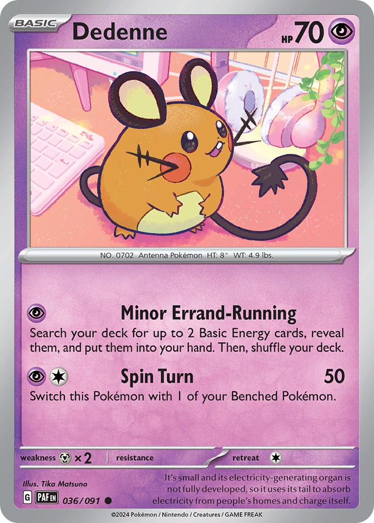 Dedenne - 36/91 - Normal - NM - Common - Paldean Fates