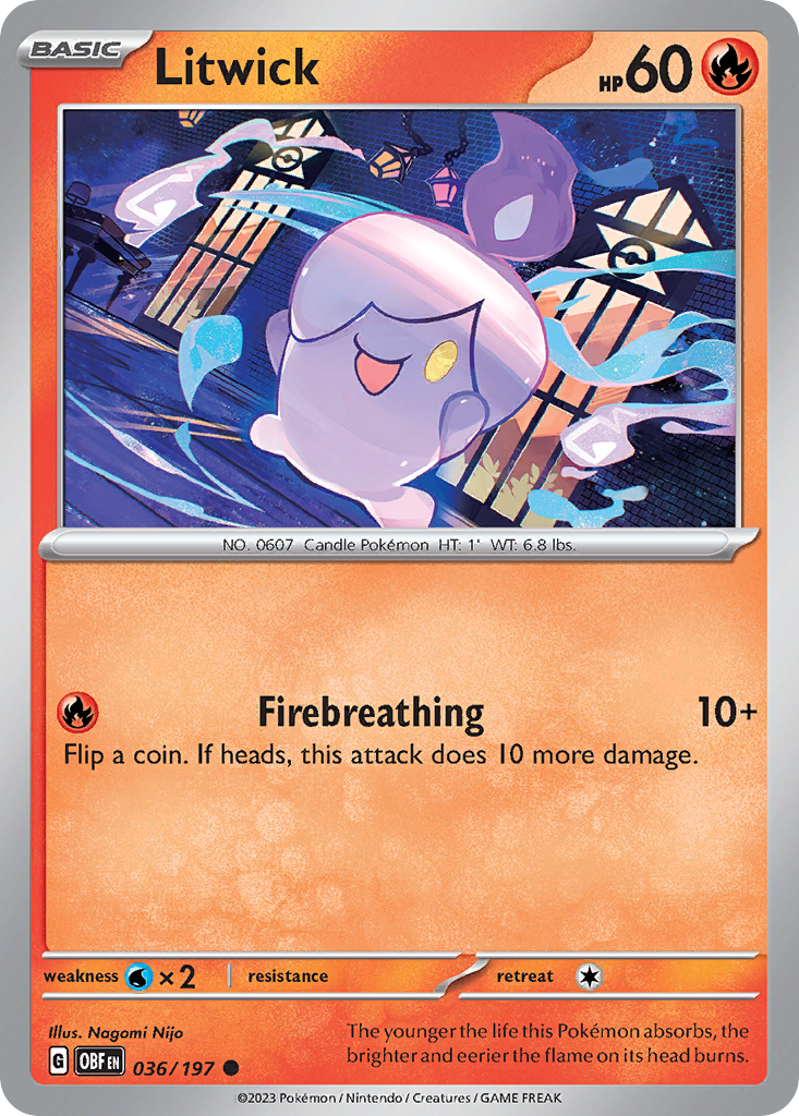Litwick - 36/197 - Reverse Holofoil - NM - Common - Obsidian Flames