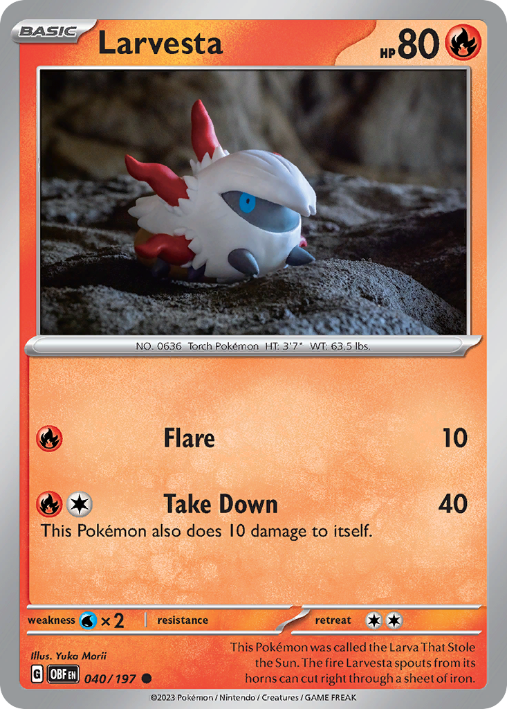 Larvesta - 40/197 - Normal - NM - Common - Obsidian Flames
