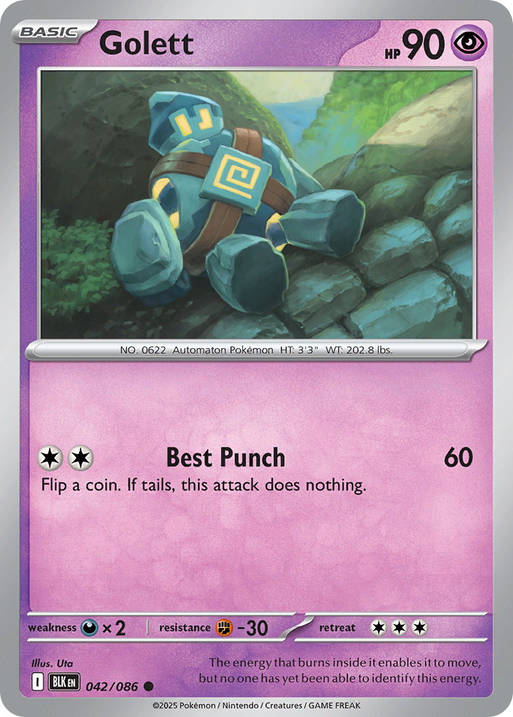Golett - 42/86 - Reverse Holofoil - NM - Common - Black Bolt