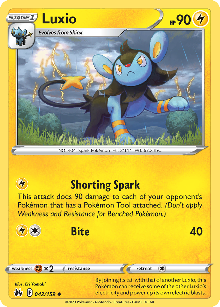 Luxio - 42/159 - Normal - NM - Uncommon - Crown Zenith