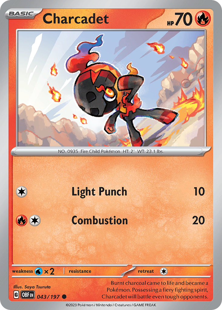 Charcadet - 43/197 - Reverse Holofoil - NM - Common - Obsidian Flames