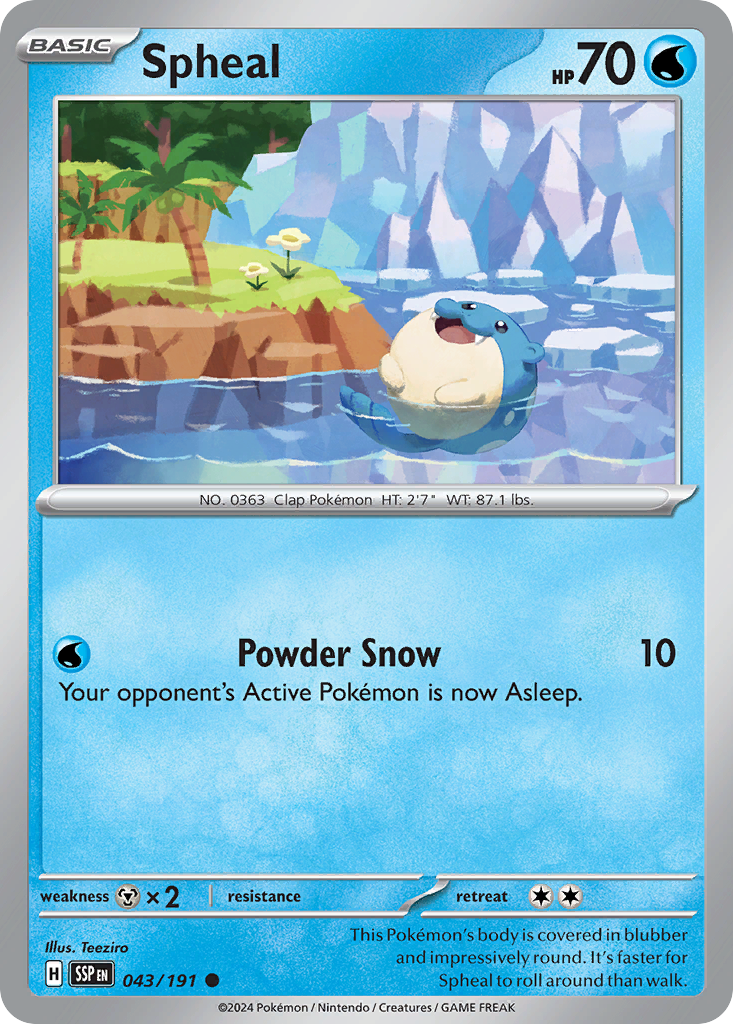 Spheal - 43/191 - Reverse Holofoil - NM - Common - Surging Sparks