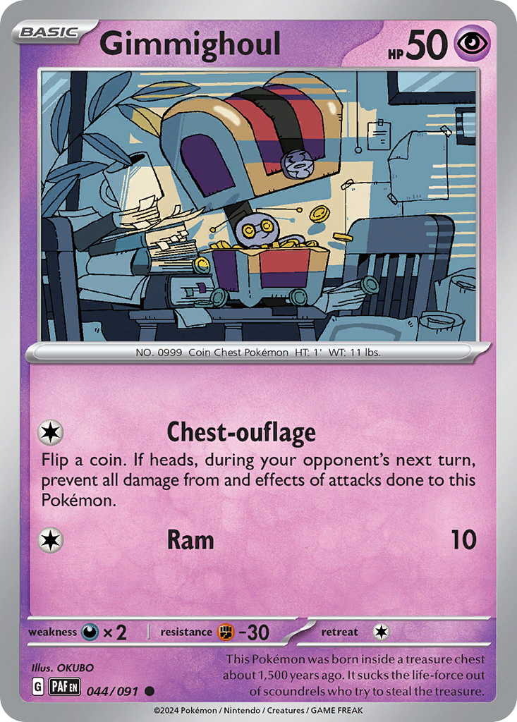 Gimmighoul - 44/91 - Reverse Holofoil - NM - Common - Paldean Fates