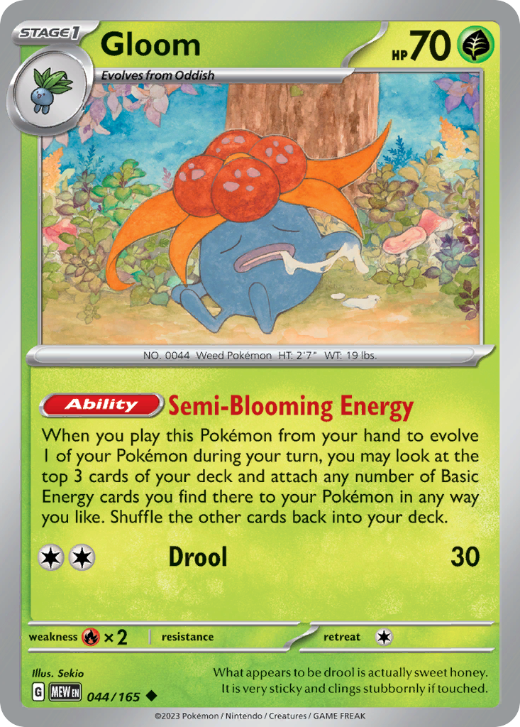 Gloom - 44/165 - Reverse Holofoil - NM - Uncommon - 151