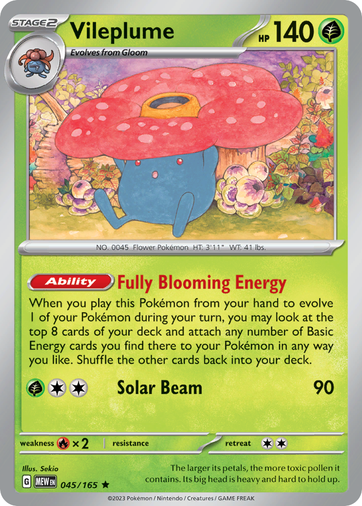 Vileplume - 45/165 - Holofoil - NM - Rare - 151