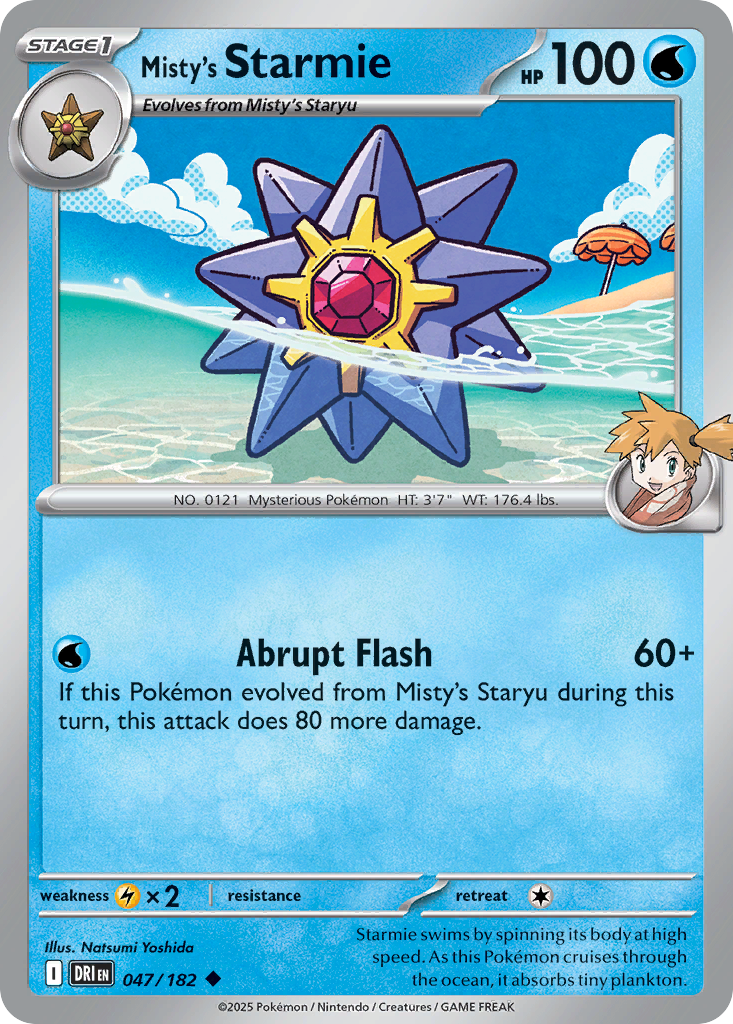 Misty's Starmie - 47/182 - Reverse Holofoil - NM - Uncommon - Destined Rivals