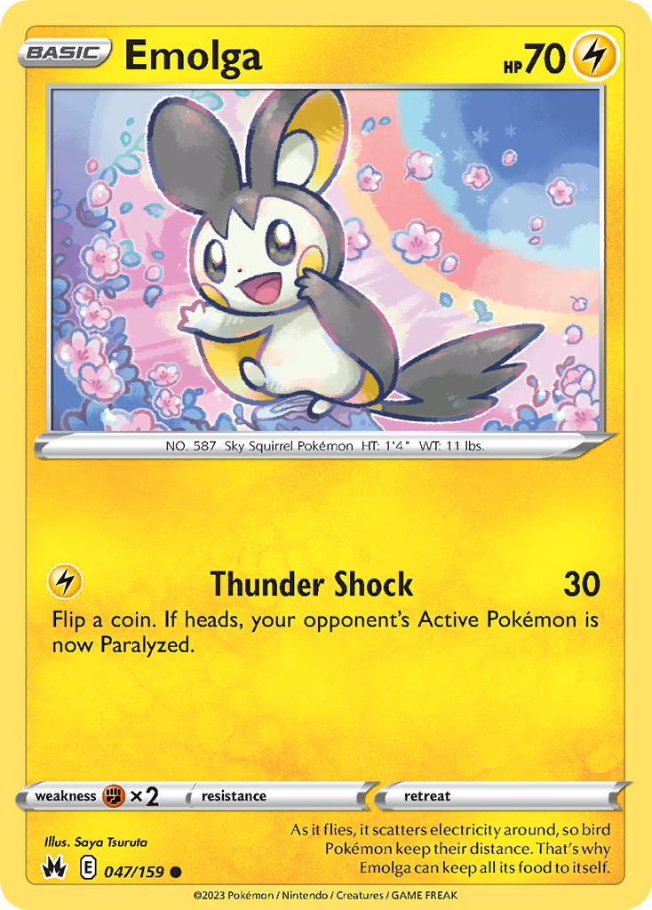 Emolga - 47/159 - Normal - NM - Common - Crown Zenith