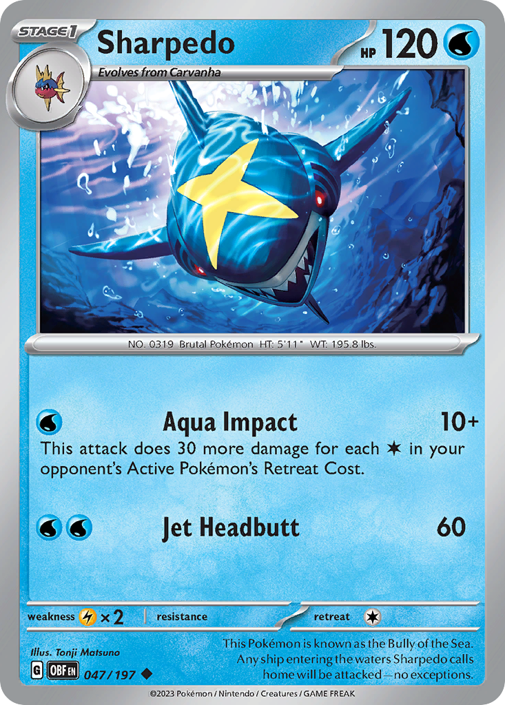 Sharpedo - 47/197 - Normal - NM - Uncommon - Obsidian Flames