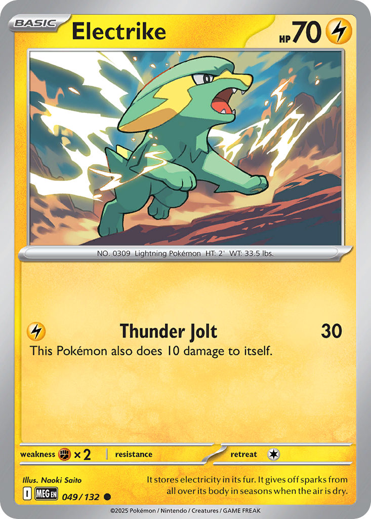 Electrike - 49/132 - Reverse Holofoil - NM - Common - Mega Evolution