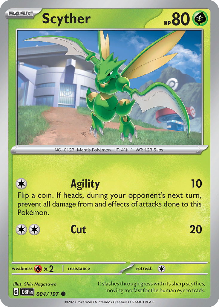 Scyther - 4/197 - Reverse Holofoil - NM - Common - Obsidian Flames