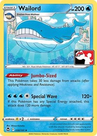 Wailord - 38/195 - Holofoil - NM - Uncommon - Prize Pack Series Three