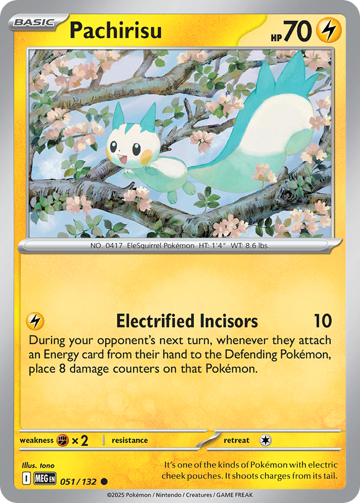 Pachirisu - 51/132 - Reverse Holofoil - NM - Common - Mega Evolution