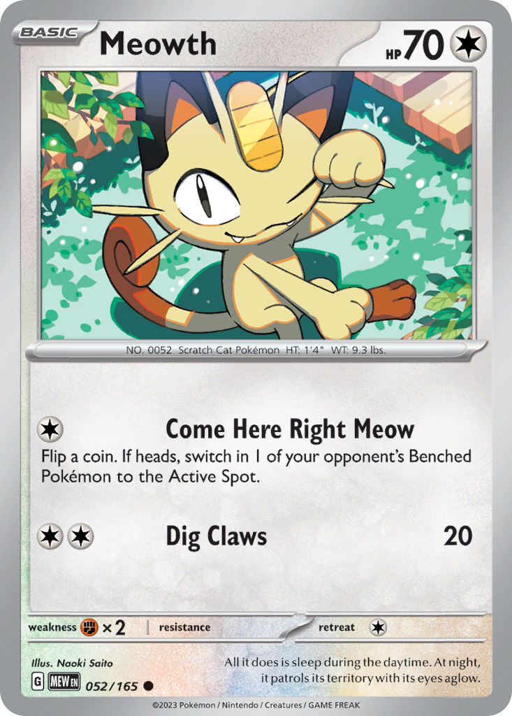 Meowth - 52/165 - Normal - NM - Common - 151