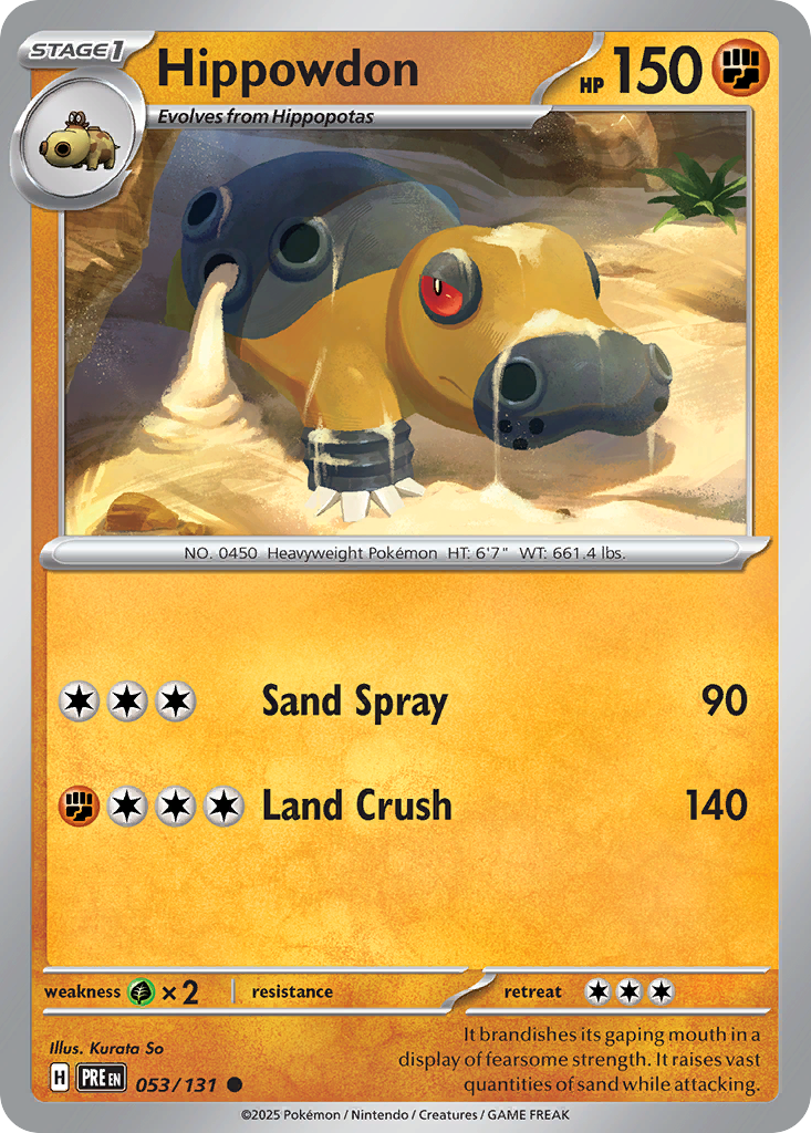 Hippowdon - 53/131 - Reverse Holofoil - NM - Common - Prismatic Evolutions