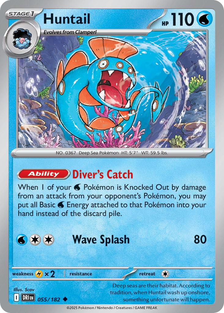 Huntail - 55/182 - Normal - NM - Uncommon - Destined Rivals