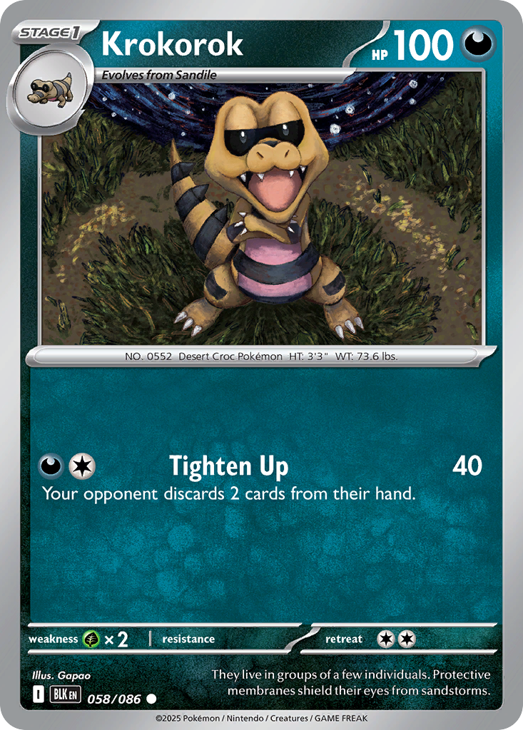 Krokorok - 58/86 - Reverse Holofoil - NM - Common - Black Bolt