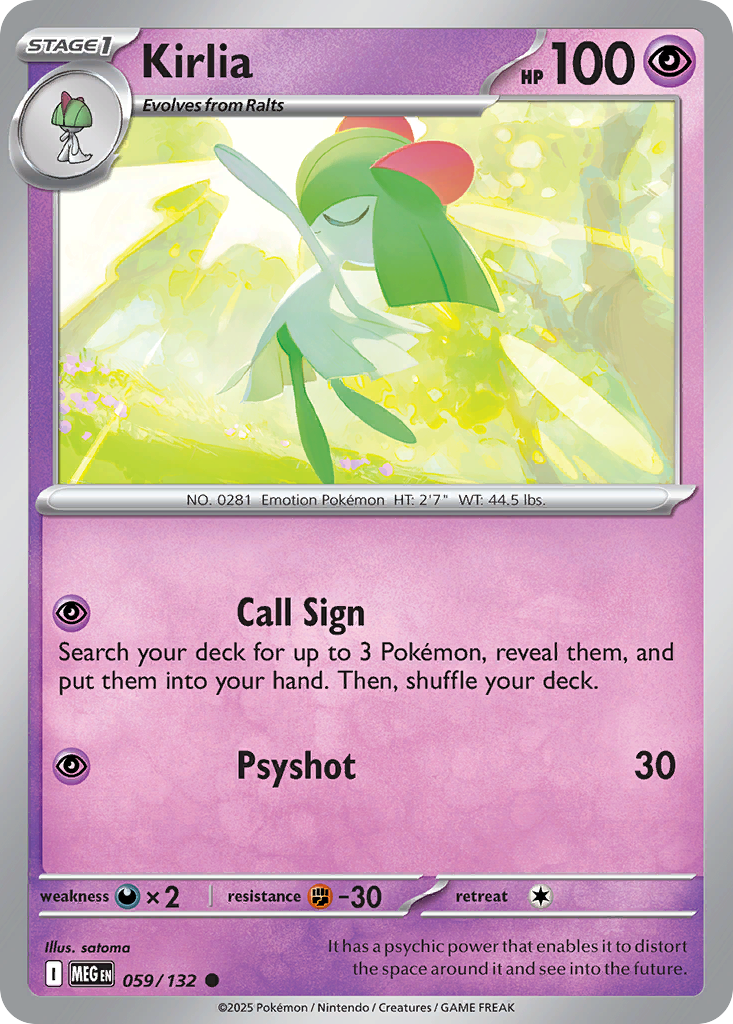Kirlia - 59/132 - Reverse Holofoil - NM - Common - Mega Evolution