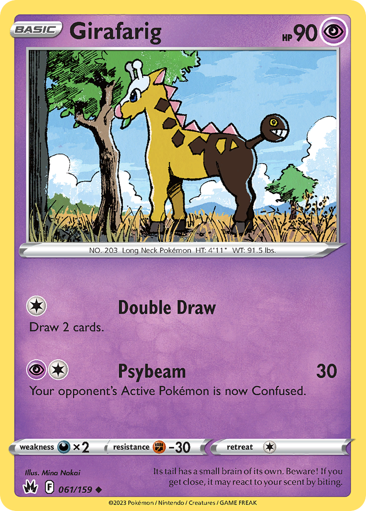 Girafarig - 61/159 - Normal - NM - Uncommon - Crown Zenith