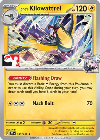 Iono's Kilowattrel - 055/159 - Holofoil - NM - Rare - Prize Pack Series One